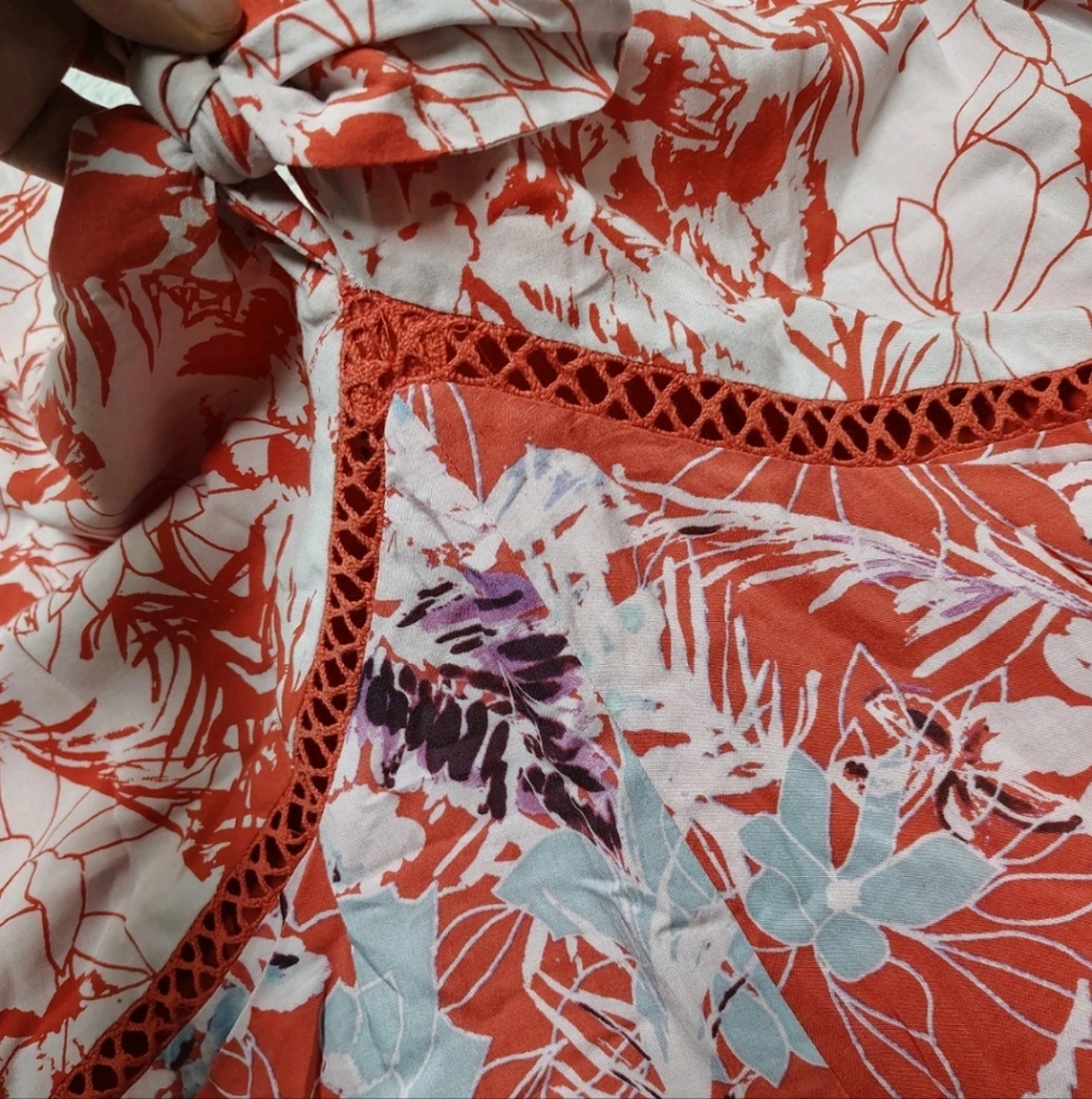 Free People Voile Santiago Floral Romper/Jumper Women's Small Bohochic Deep V - Picture 4 of 8